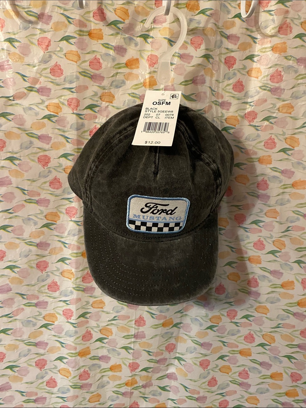 Ford Kids Black Washed Baseball Cap with Embroidered Mustang Patch